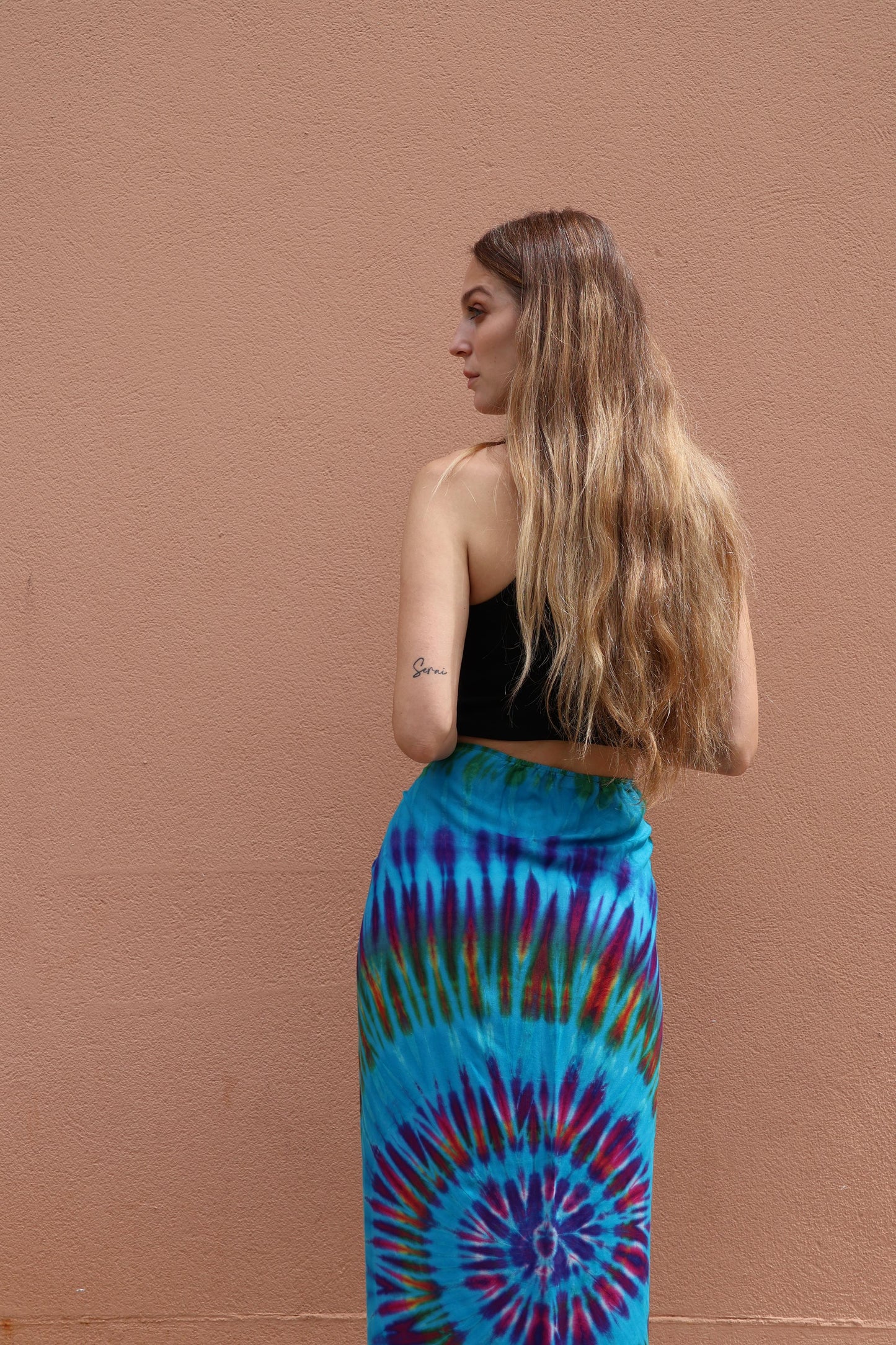 Turquoise Earth Tie Dye Fringe Stella sarong