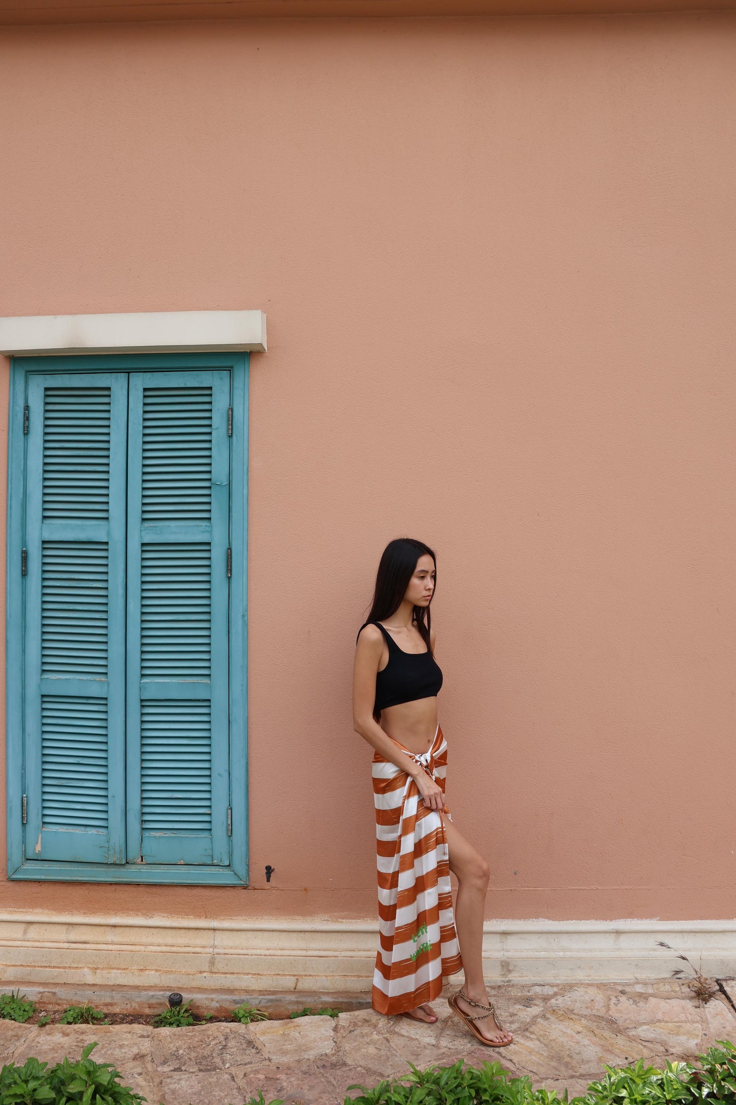 Brown striped Bella sarong “ L’été vintage”
