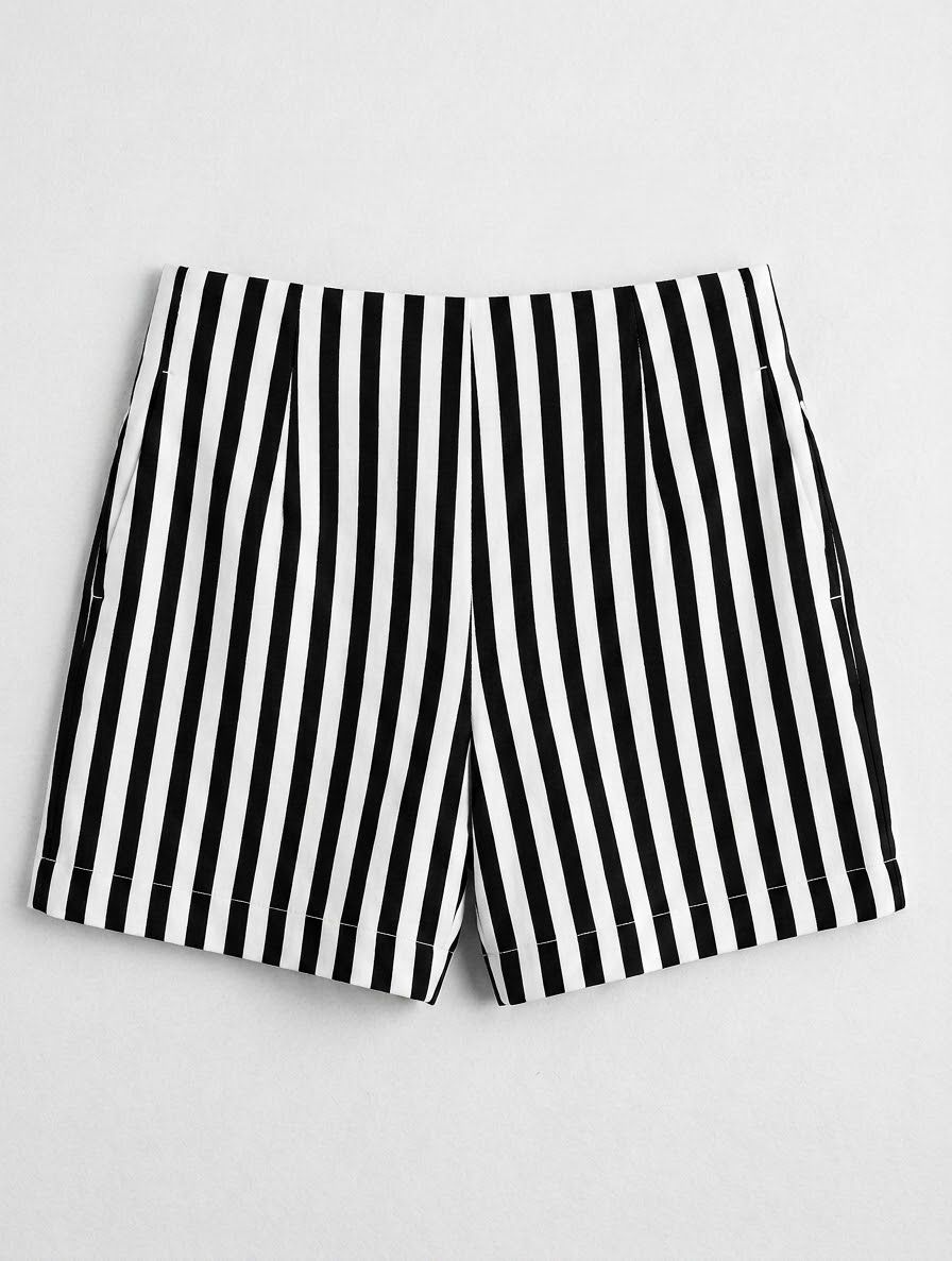 X Rana Striped shorts - Black