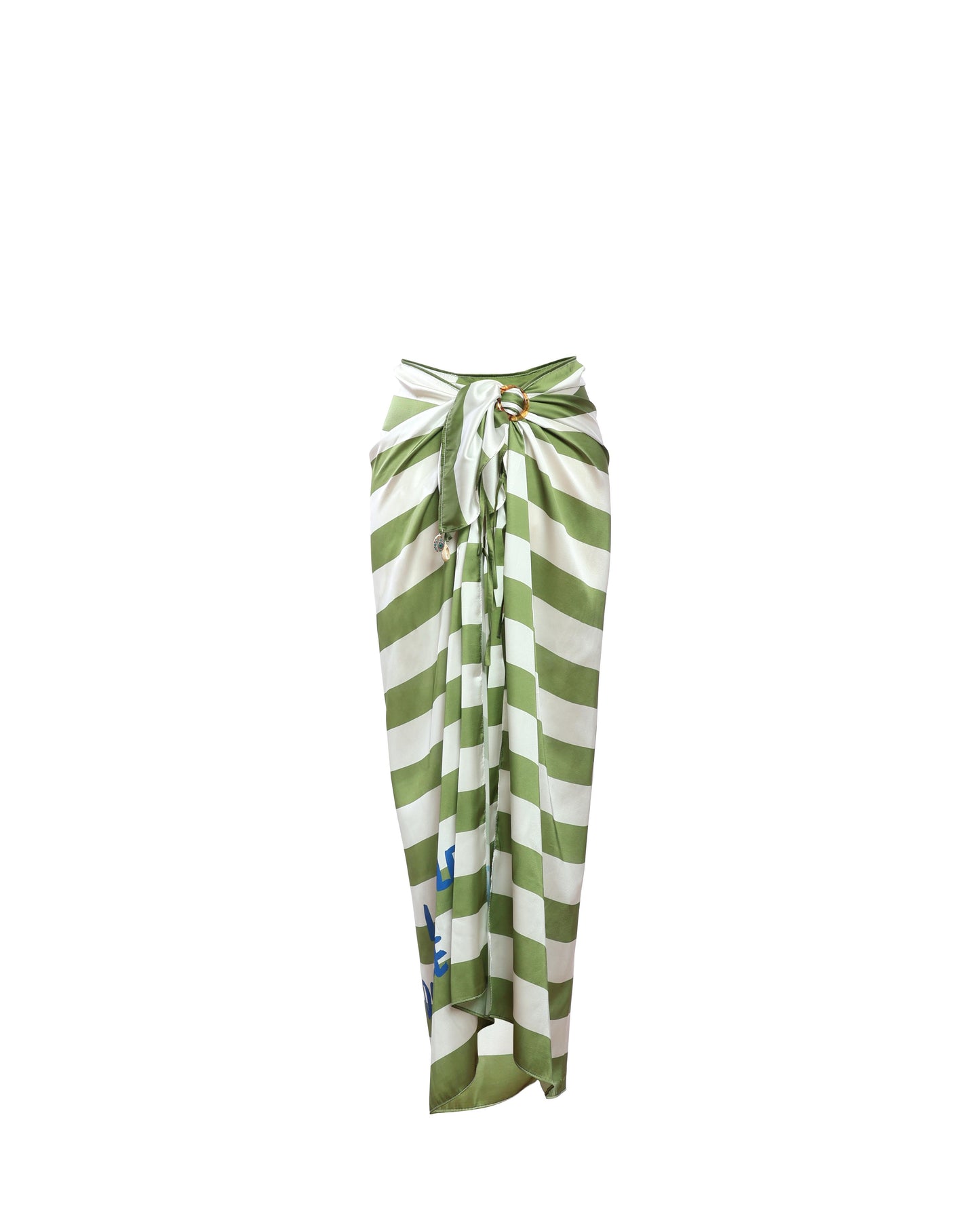 Green striped Bella sarong “Le soleil dans le coeur”