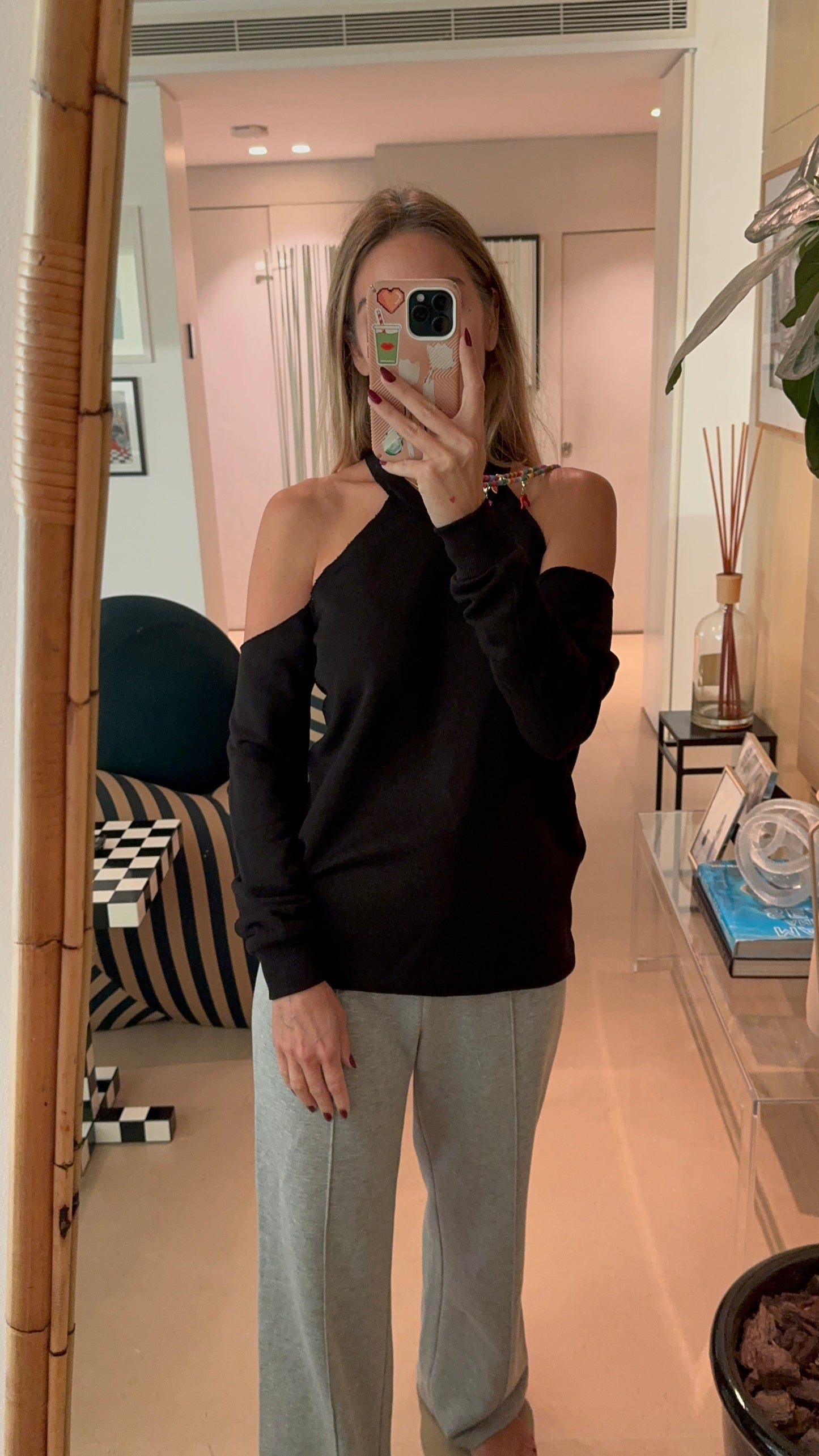 Bare shoulder sweater