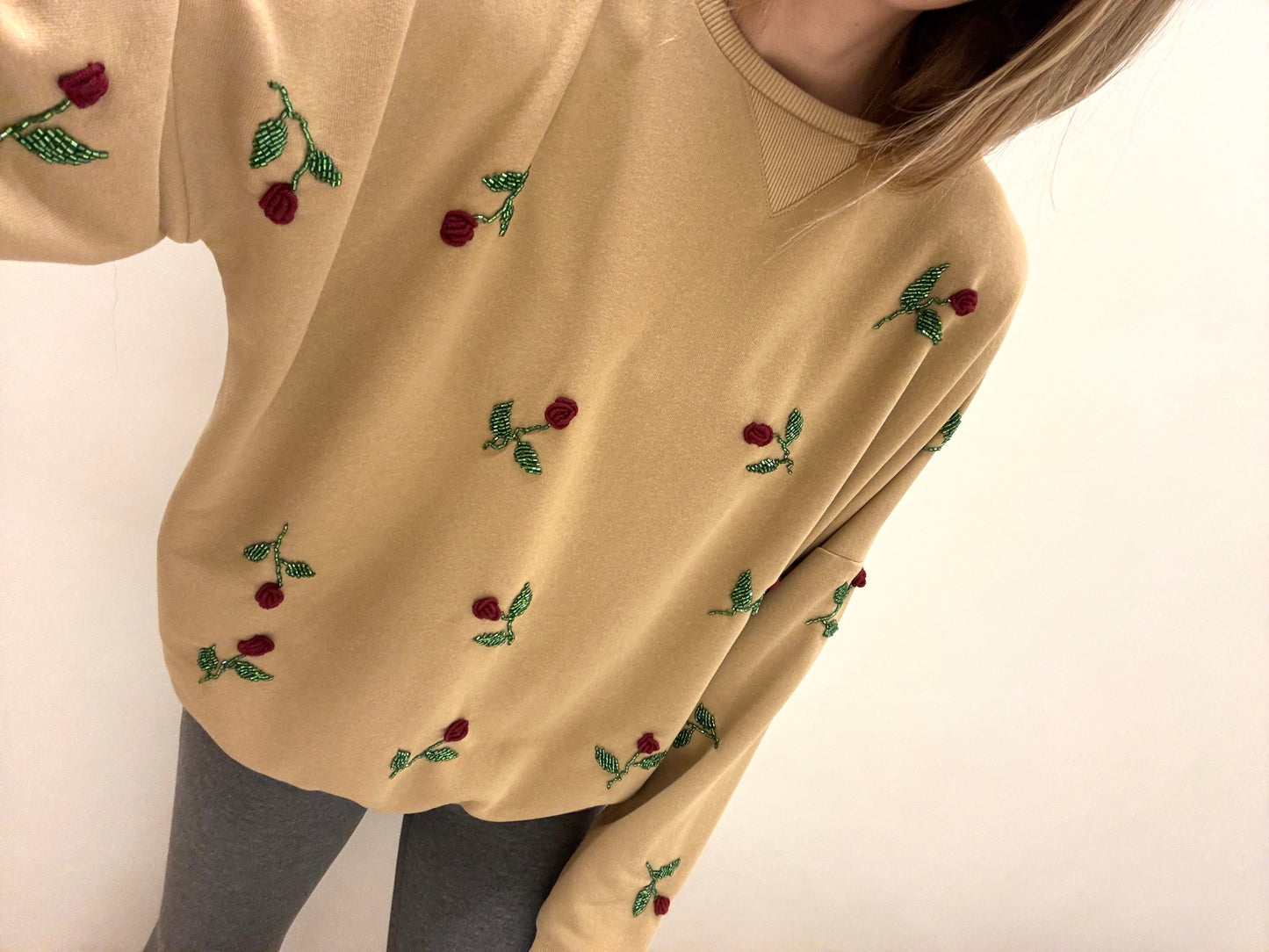 Embroidered Roses Sweater