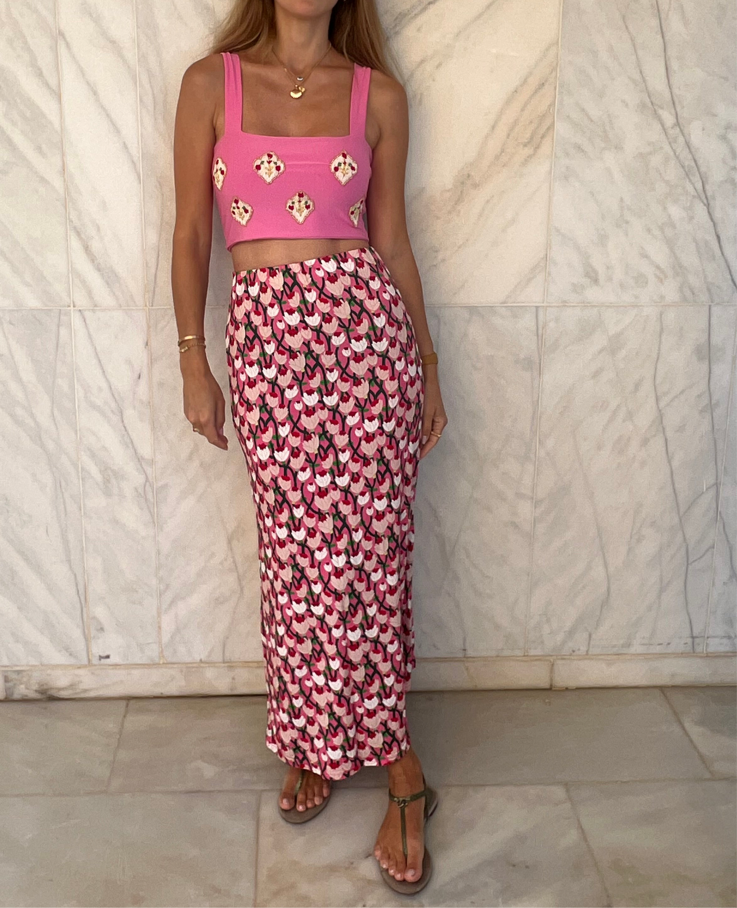 Alba Skirt - pink floral