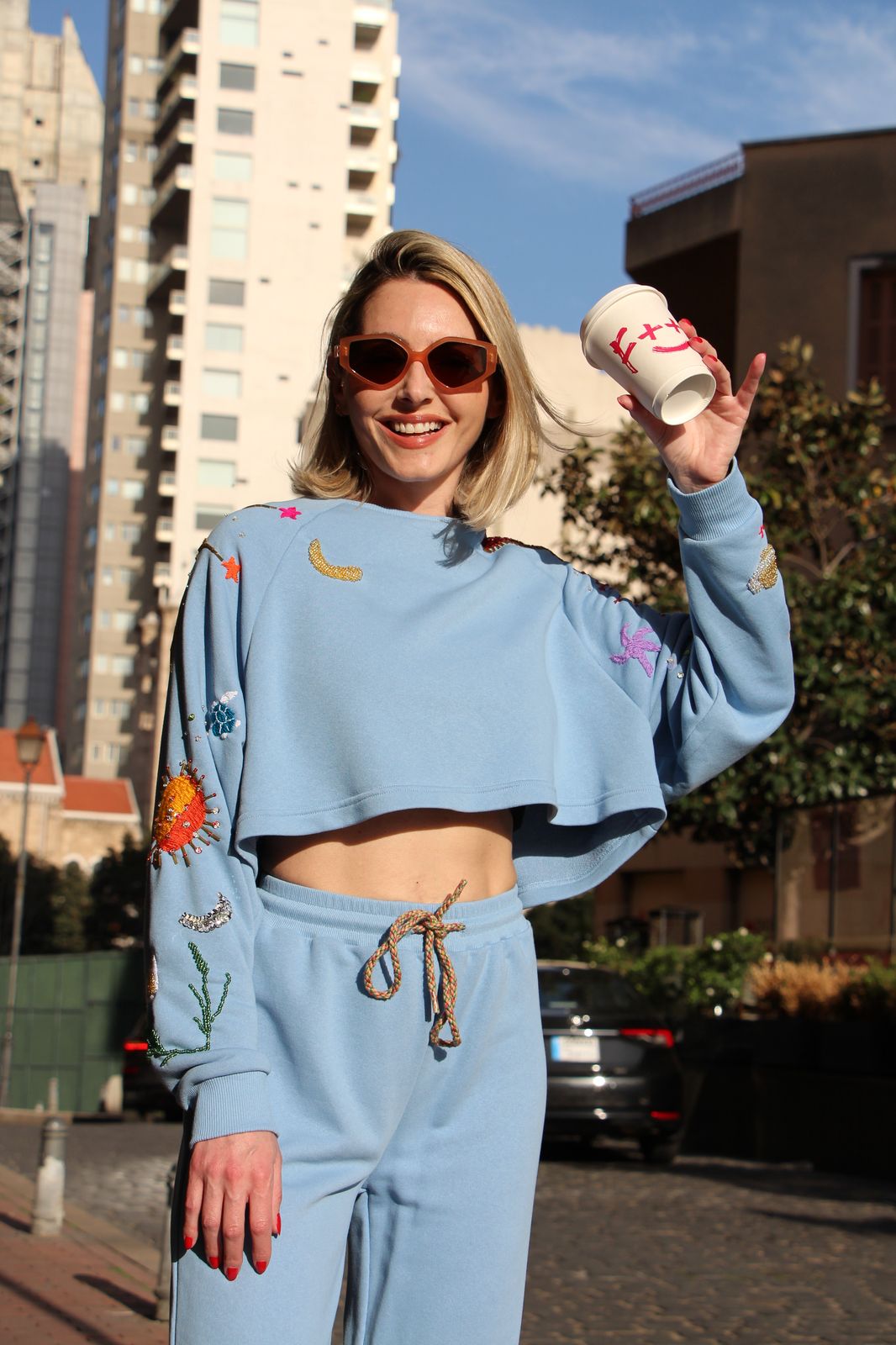 Cropped Sweater Blue 🦀🪐 Celestial Tide X Tanya Pre Order