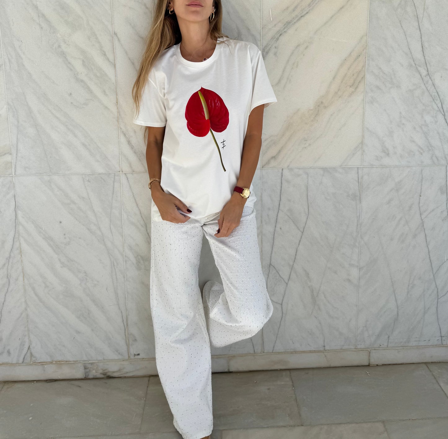 red big anthurium tshirt