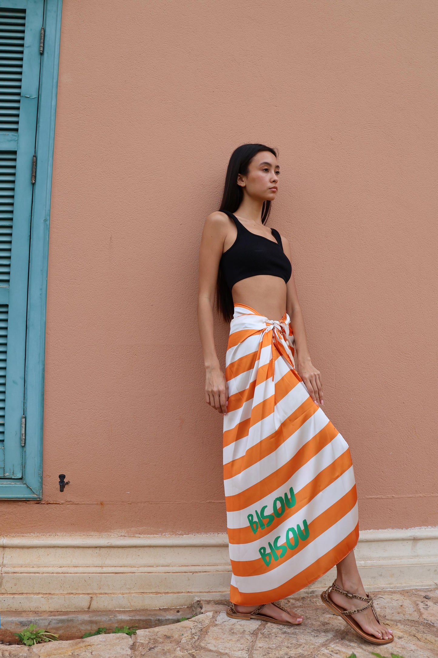 Orange striped Bella sarong “Bisou Bisou”