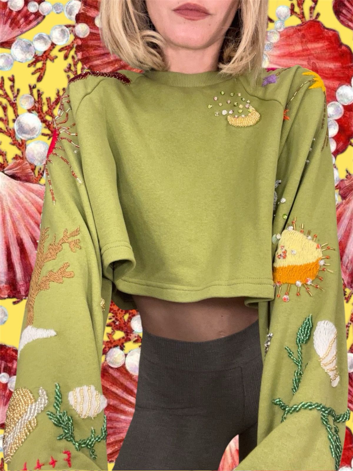 Cropped Sweater Anise Green 🦀🪐 Celestial Tide X Tanya
