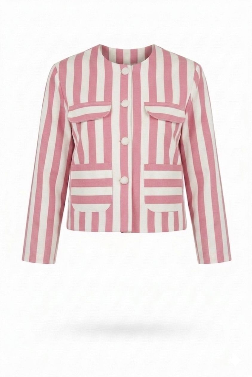 X Rana Reversible Striped Jacket - pink
