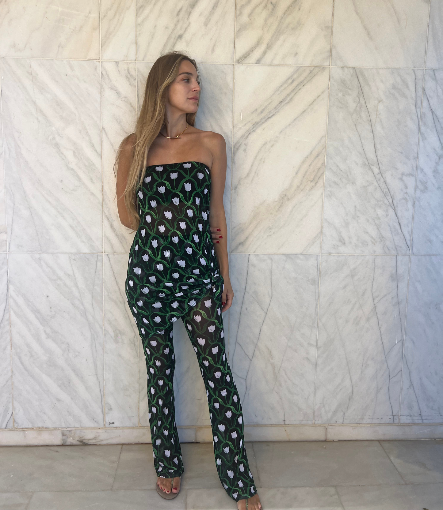 Mesh Flare Pants
