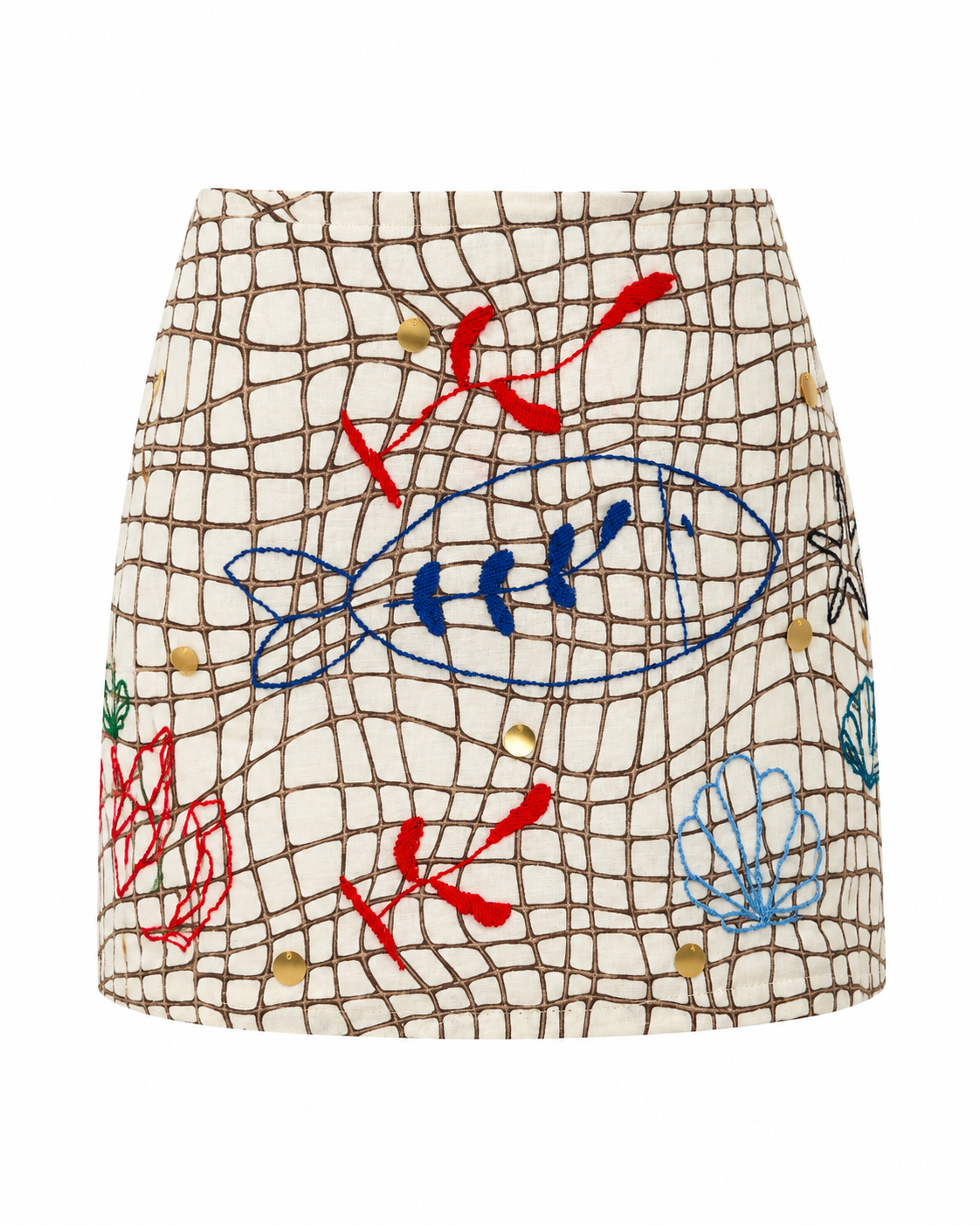 X L’Atelier Nawbar Hand- embroidered mini skirt - Cream
