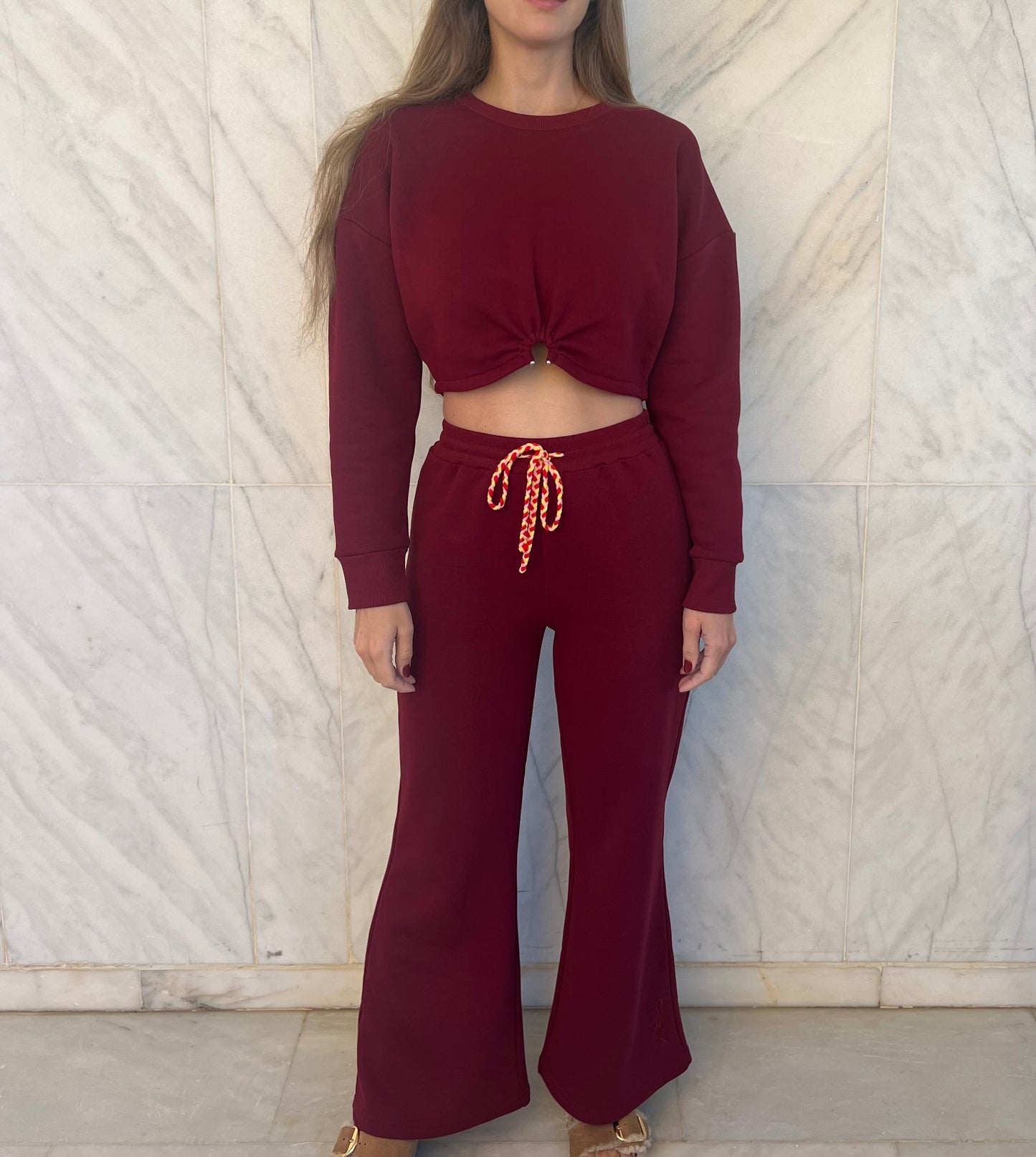 Buckle gathered sweater