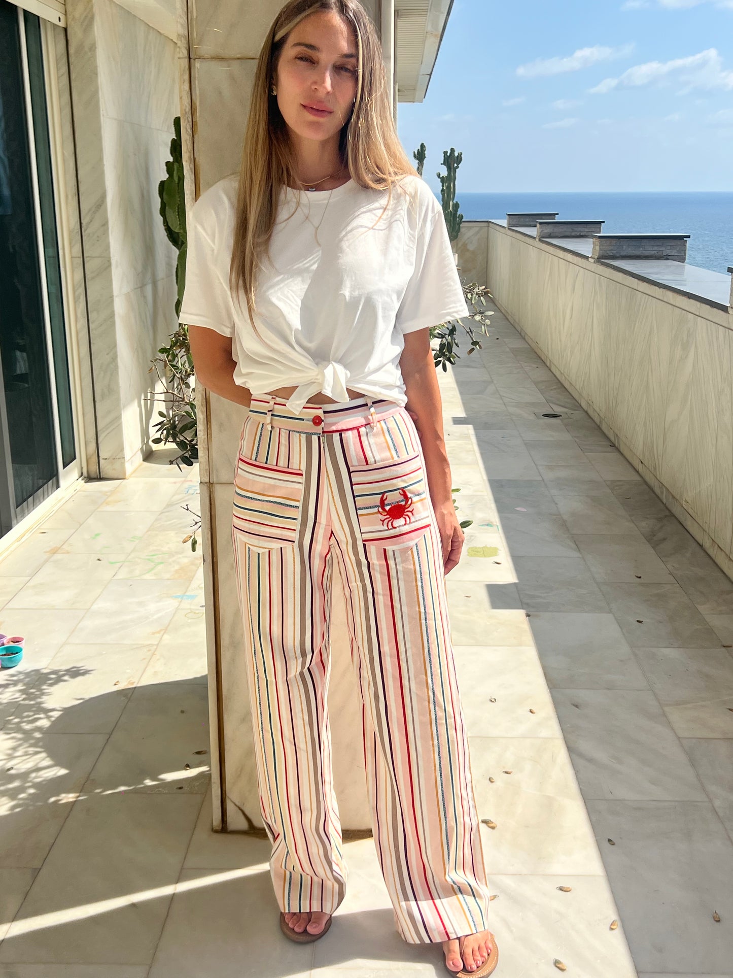 Celina Striped Crab Pants