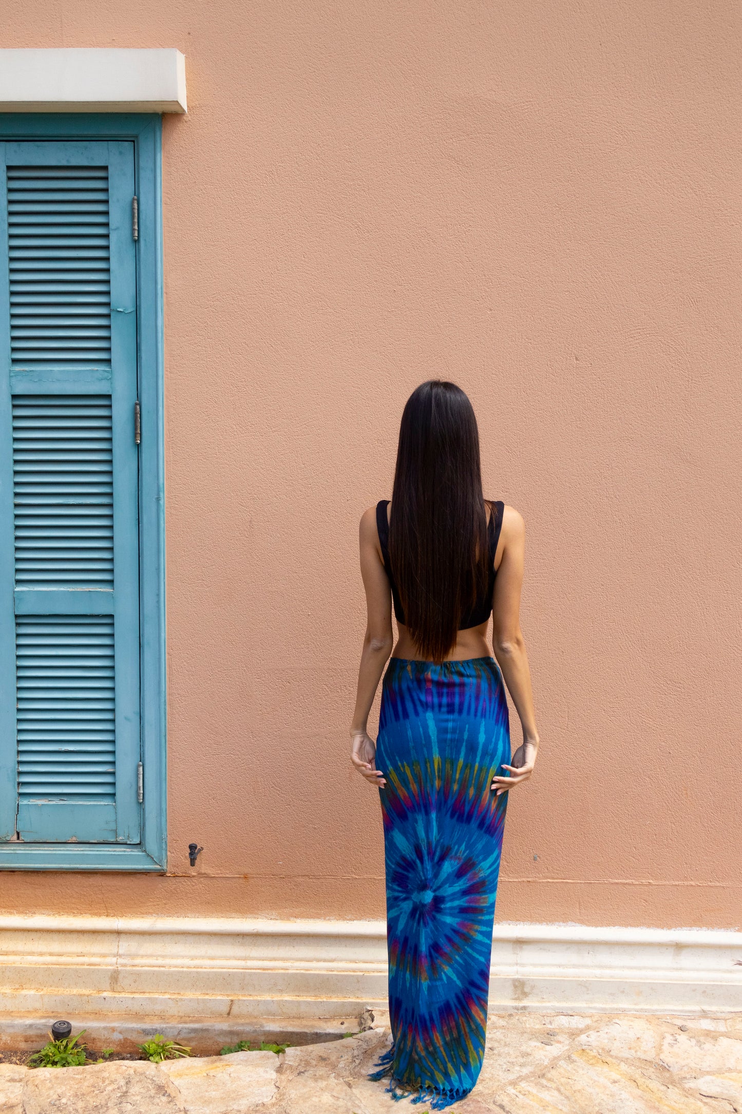 Blue Earth Tie Dye Fringe Stella Sarong