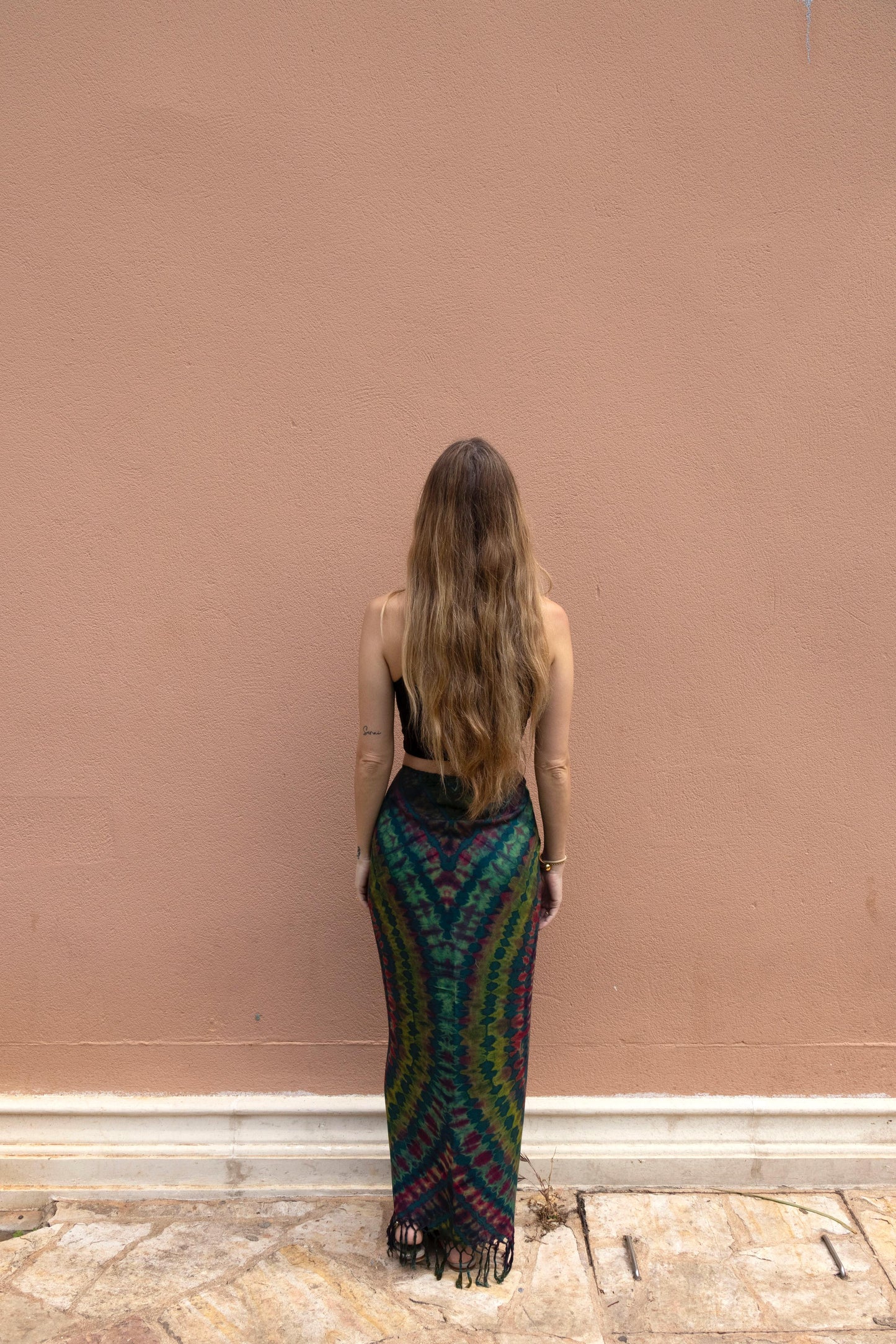 Green Earth Tie Dye Fringe Stella sarong