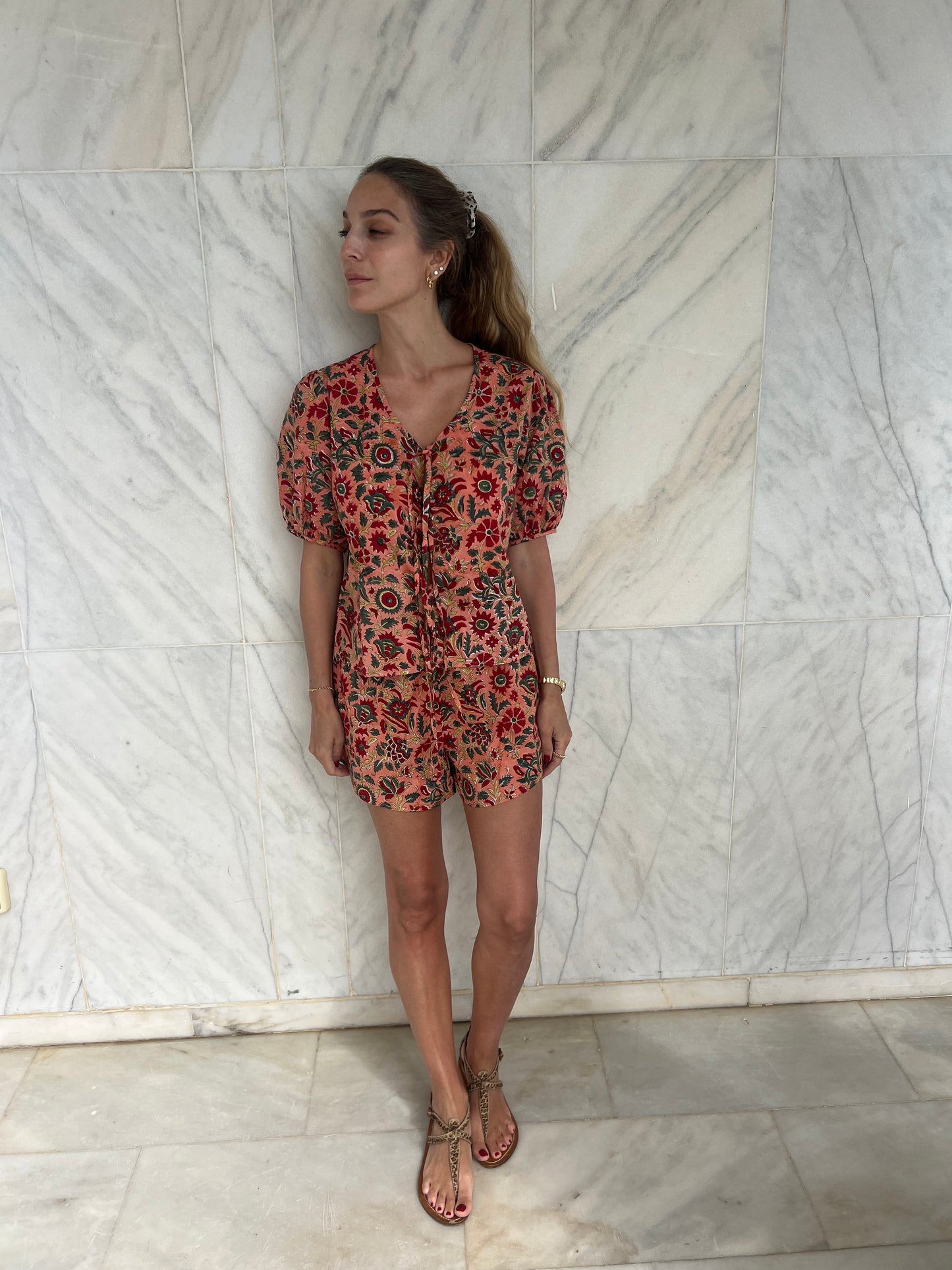 Chloe tie shorts set