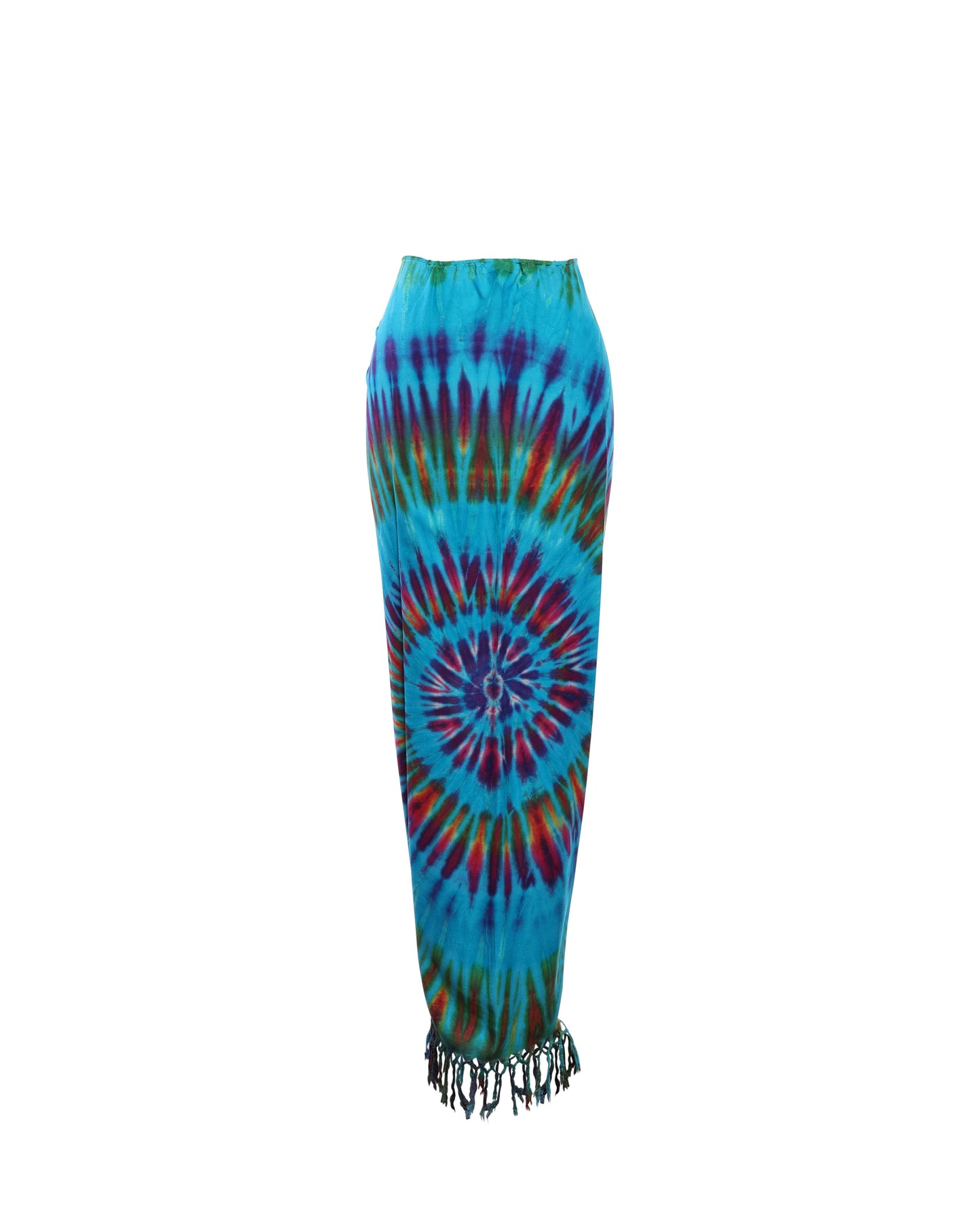 Turquoise Earth Tie Dye Fringe Stella sarong