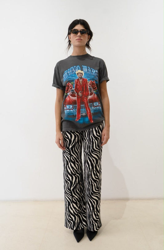 X Rana Straight Pants - Zebra Black / White - styling and detail view