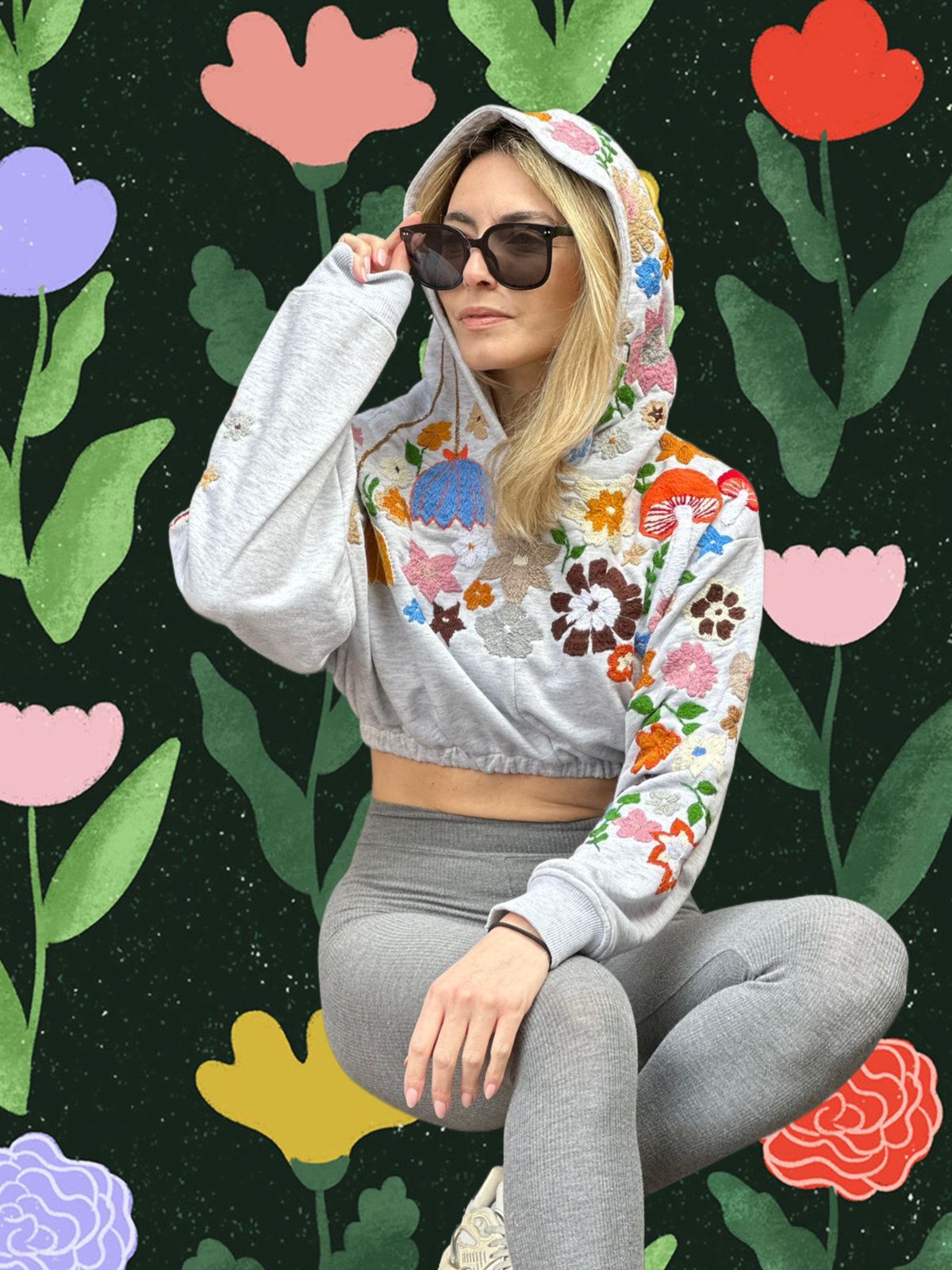 We Bloomin' Cropped Elastic Hoodie x Tanya