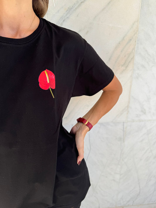 Unisex small red anthurium tshirt