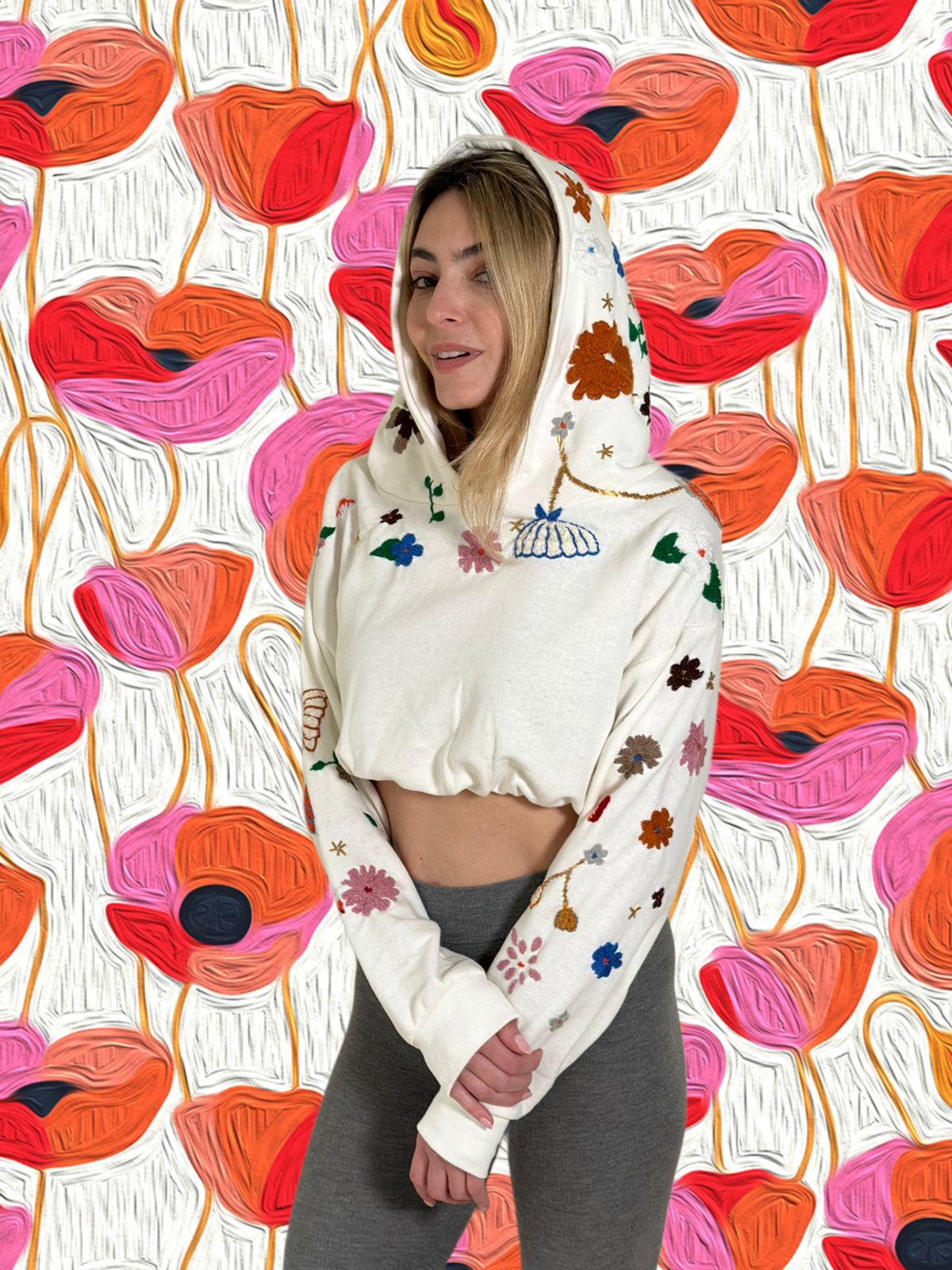 We Bloomin' Cropped Elastic Hoodie x Tanya