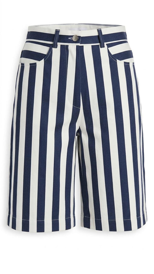 X Rana Bermuda Striped Shorts - Navy