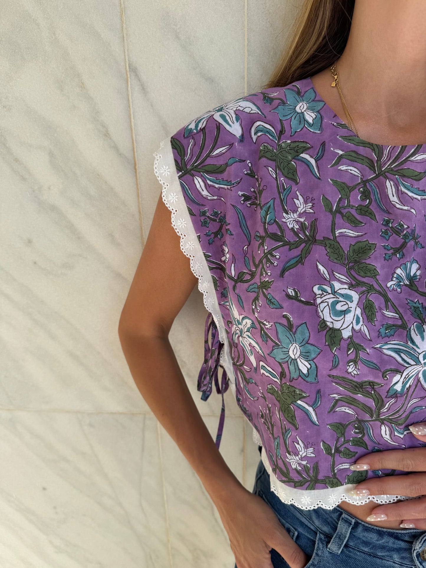 The Broderie Tie Top - Purple