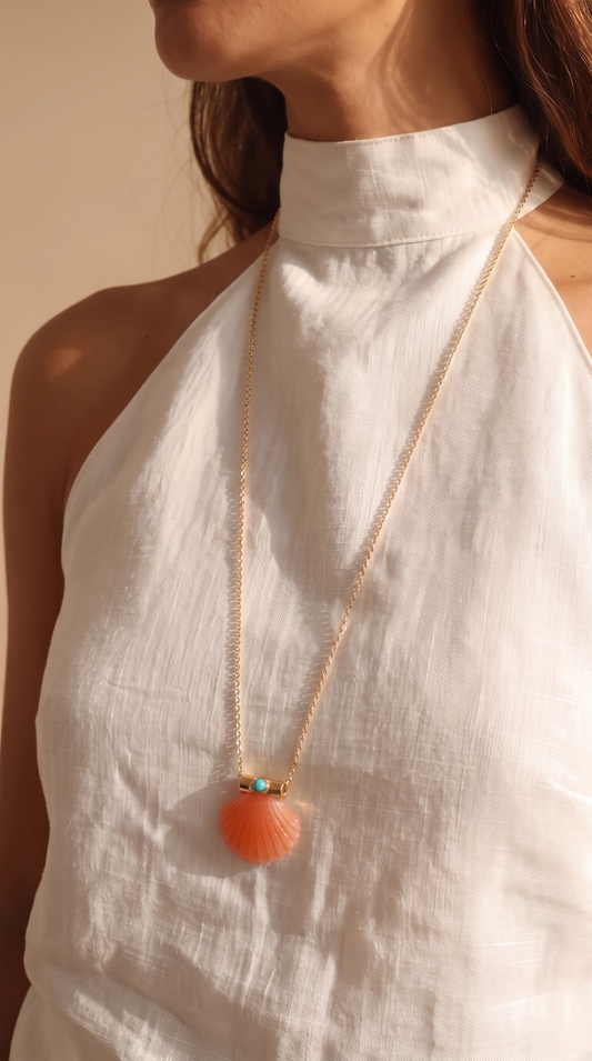 X L’Atelier Nawbar mini shell necklace - Coral Pink