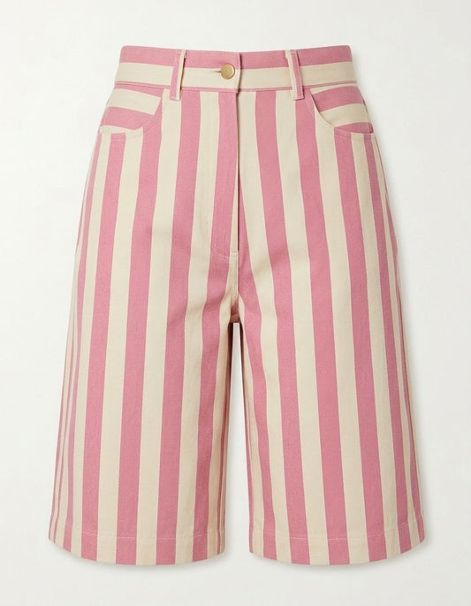 X Rana Bermuda Striped Shorts - Pink