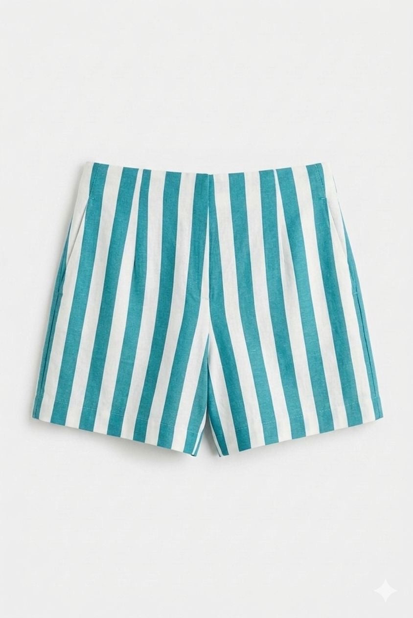 X Rana Striped Shorts - aqua