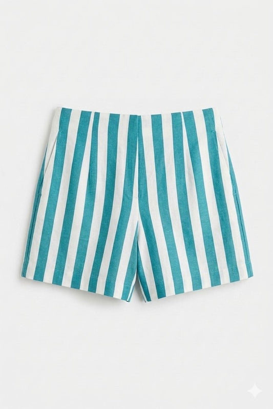 X Rana Striped Shorts - aqua