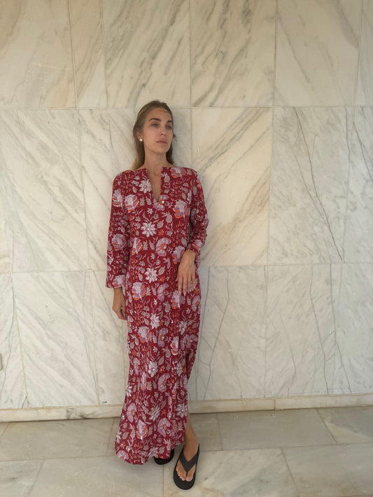 Embellished Summer Kaftan -Red