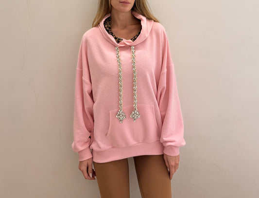 F++K X Tanya Bejeweled Hoodie in pink