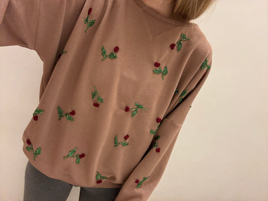 Embroidered Roses Sweater