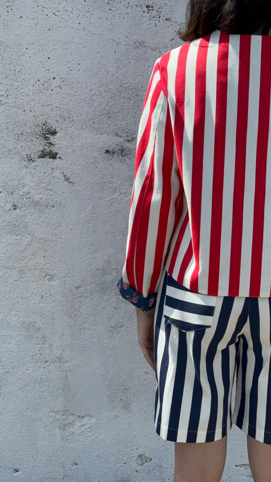 X Rana Reversible Striped Jacket - Red