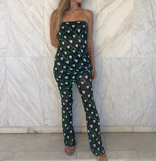 Mesh Flare Pants