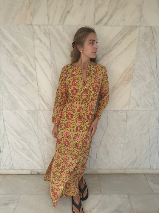 Embellished Summer Kaftan - Yellow