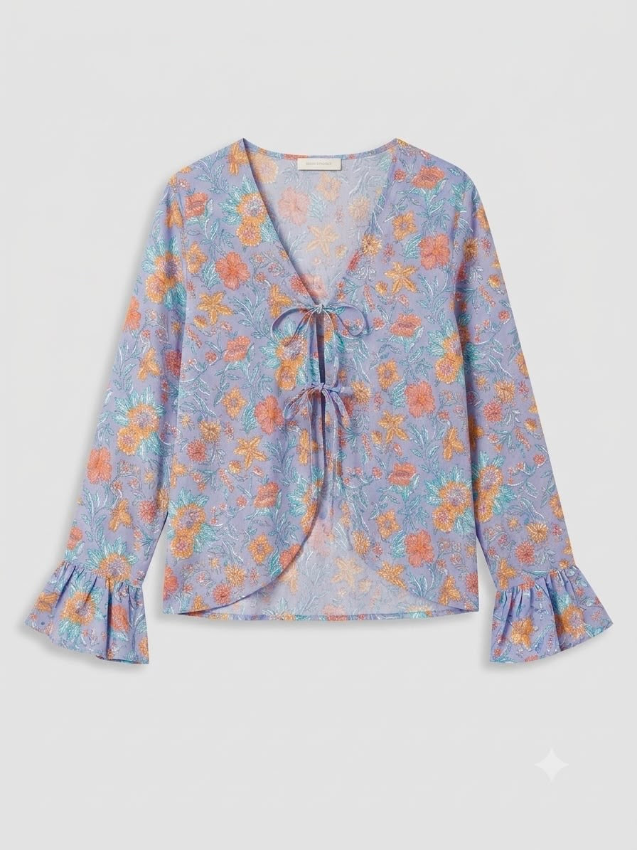 Ruffle’d up Top - Blue grey