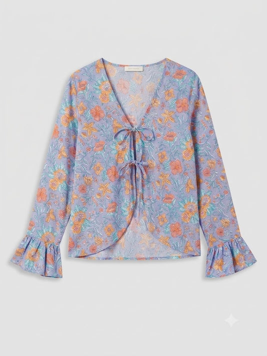 Ruffle’d up Top - Blue grey