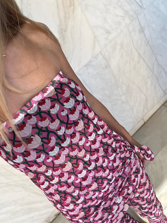 Mesh strapless longline top
