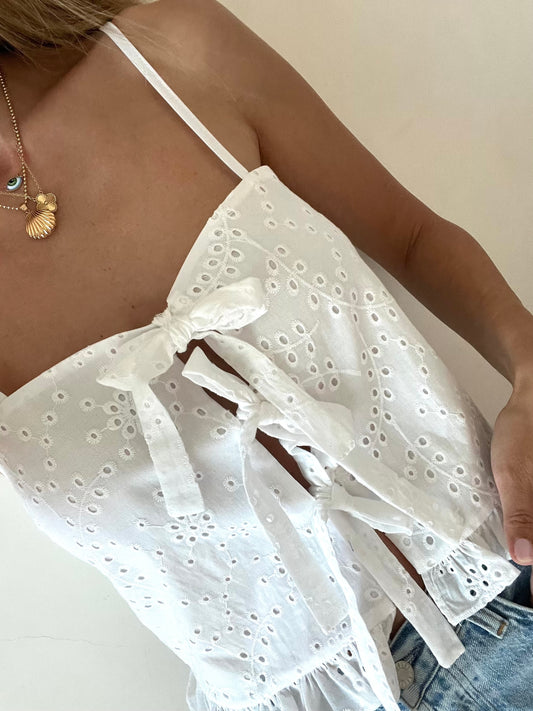 Sunny Side Tie Top Broderie
