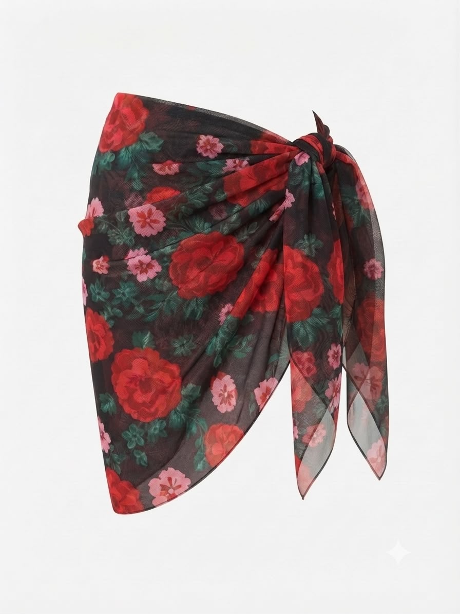 Mesh floral scarf