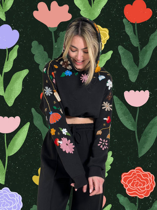 We Bloomin' Cropped Elastic Hoodie x Tanya