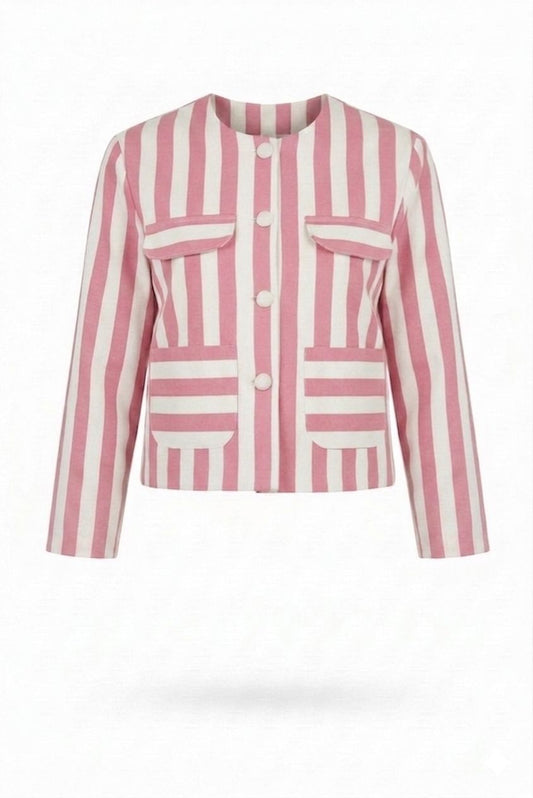 X Rana Reversible Striped Jacket - pink