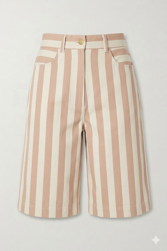 X Rana Bermuda Striped Shorts - Nude