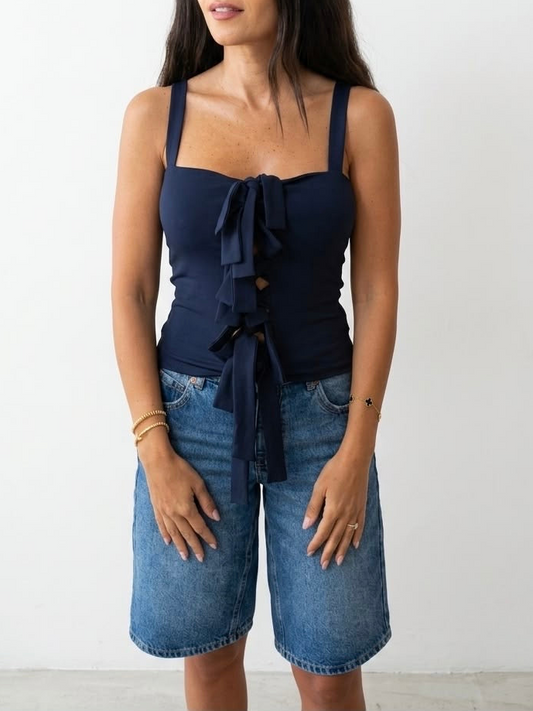 Kim Tie Top -Navy