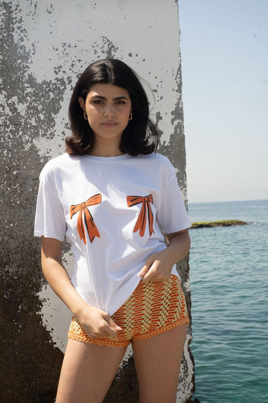 X Rana Bow Tshirt - Orange