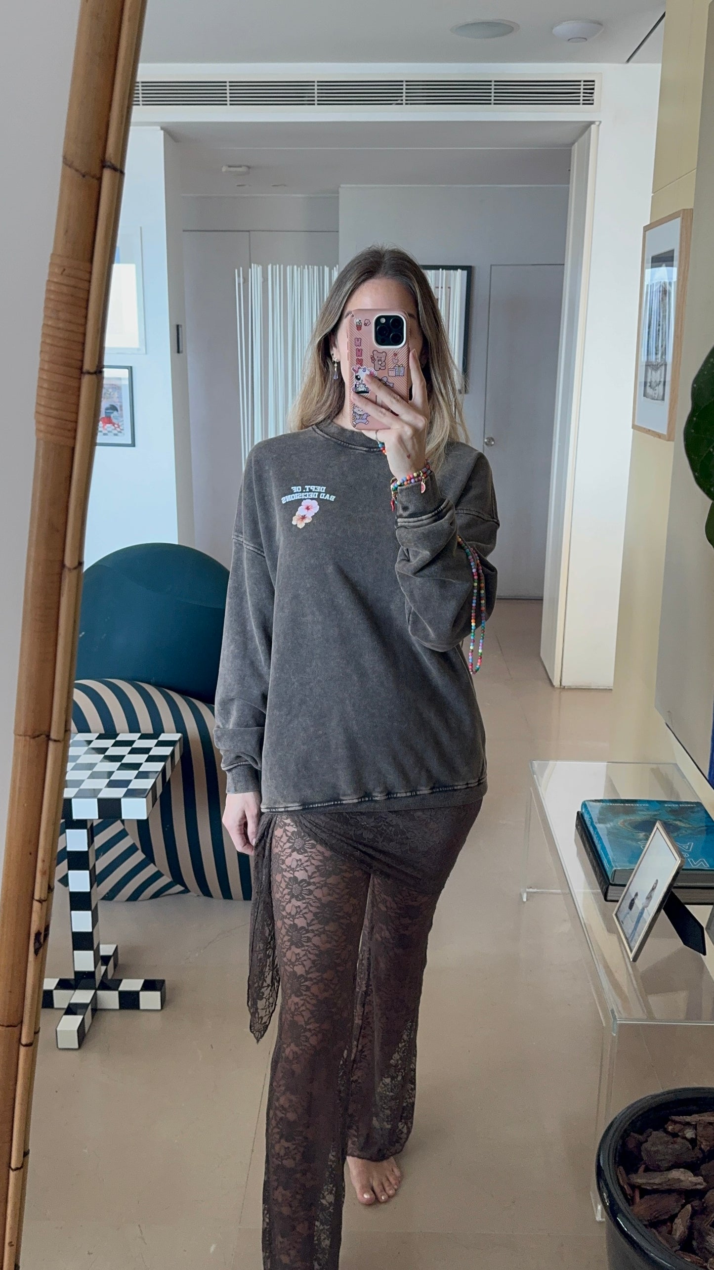 Lace scarf pants