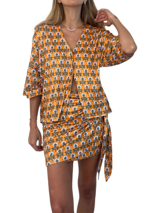 Full wrap mini skirt set