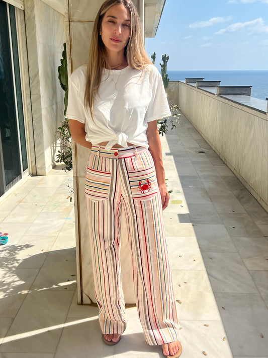 Celina Striped Crab Pants