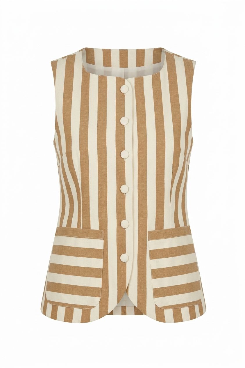 X Rana Longline Striped Vest - nude